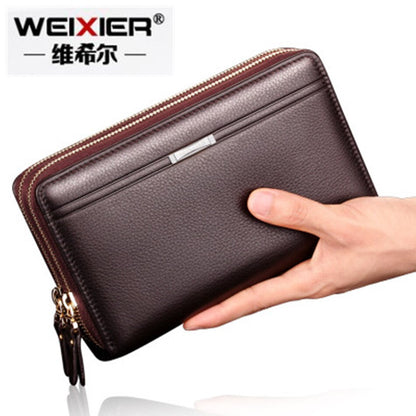 WEIXIER Men's Bag Clutch Long Zipper Men Wallet with Coin Pocket Luxury High Capacity Casual Leather Handbag Mens Bags Hand Bags