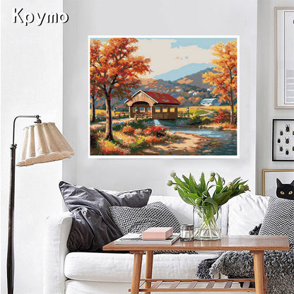 Manufacturers wholesale DIY digital oil painting multi-diagram optional 40 50 frameless landscape architecture now decorative oil painting