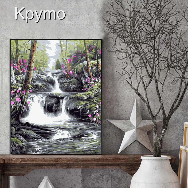 Manufacturers wholesale DIY digital oil painting multi-diagram optional 40 50 frameless landscape architecture now decorative oil painting