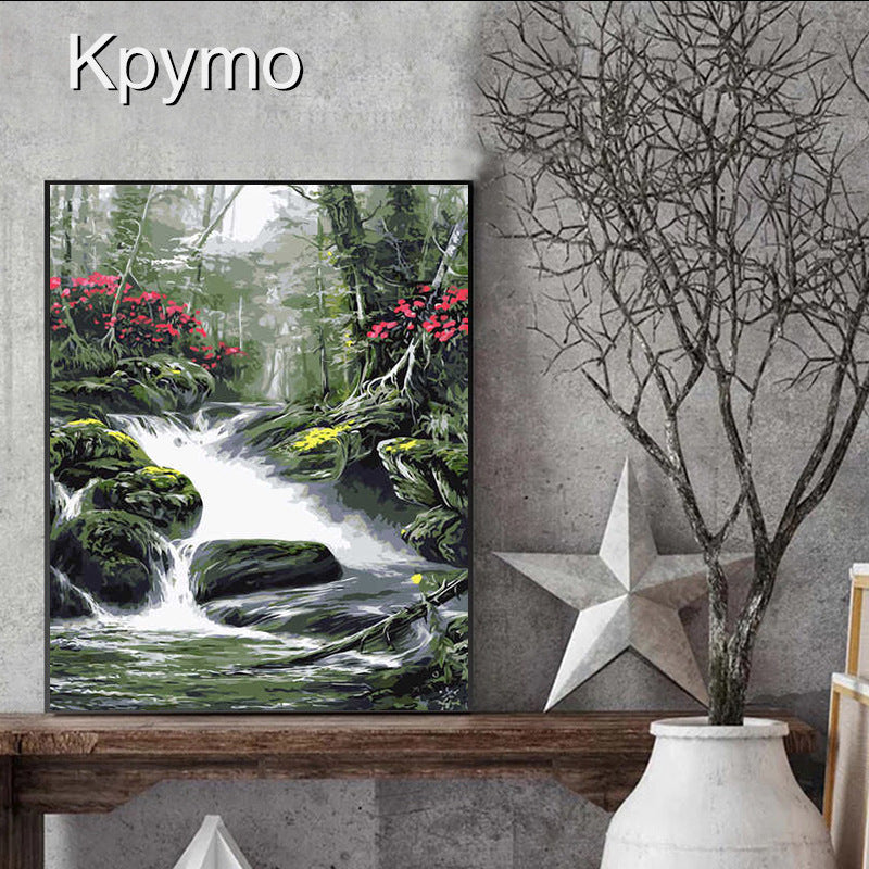 Manufacturers wholesale DIY digital oil painting multi-diagram optional 40 50 frameless landscape architecture now decorative oil painting