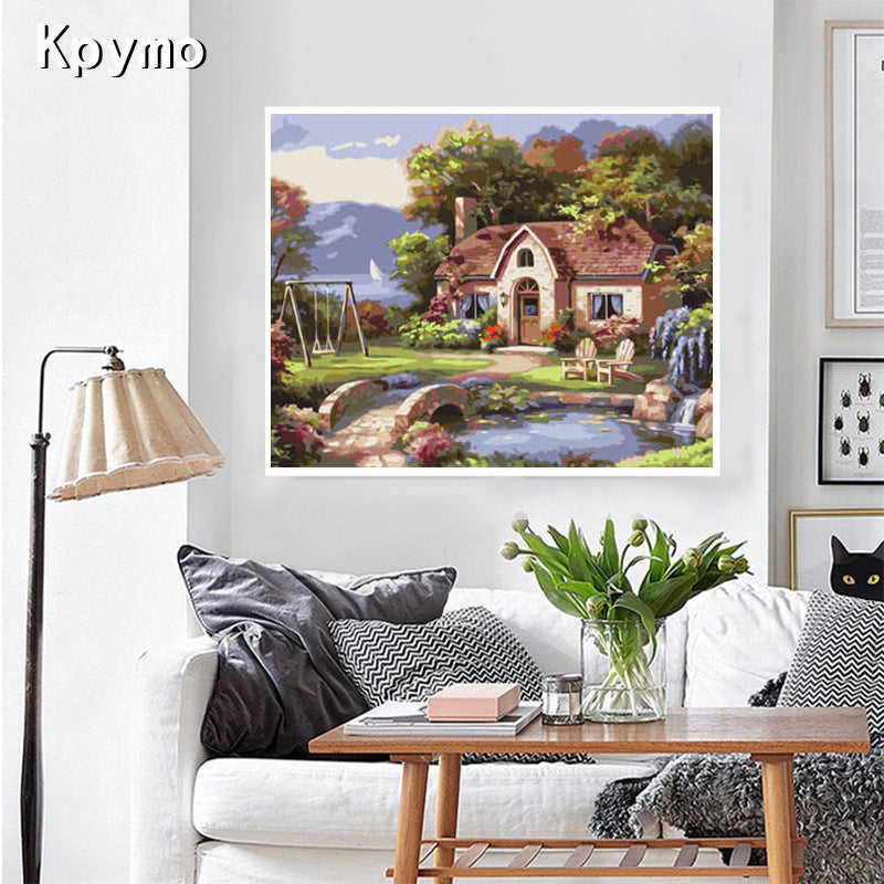 Cross-border hot animal landscape oil painting modern minimalist living room book decorative painting DIY digital oil drawing custom