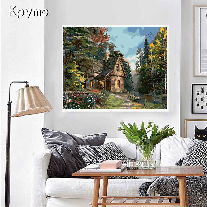 Cross-border hot animal landscape oil painting modern minimalist living room book decorative painting DIY digital oil drawing custom