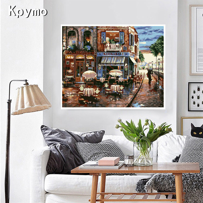 Cross-border hot animal landscape oil painting modern minimalist living room book decorative painting DIY digital oil drawing custom