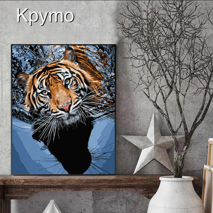 Cross-border hot animal landscape oil painting modern minimalist living room book decorative painting DIY digital oil drawing custom