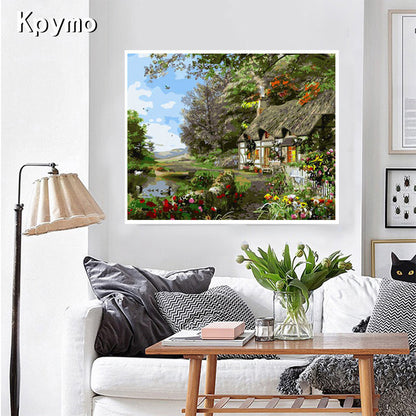 Cross-border hot animal landscape oil painting modern minimalist living room book decorative painting DIY digital oil drawing custom