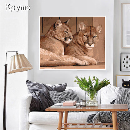 Cross-border hot animal landscape oil painting modern minimalist living room book decorative painting DIY digital oil drawing custom