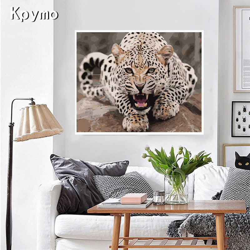 Cross-border hot animal landscape oil painting modern minimalist living room book decorative painting DIY digital oil drawing custom