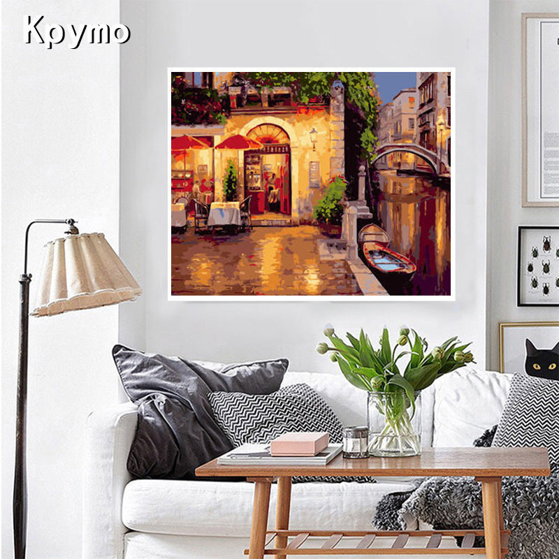 Cross-border hot animal landscape oil painting modern minimalist living room book decorative painting DIY digital oil drawing custom