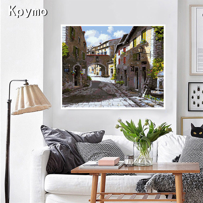 Cross-border hot animal landscape oil painting modern minimalist living room book decorative painting DIY digital oil drawing custom