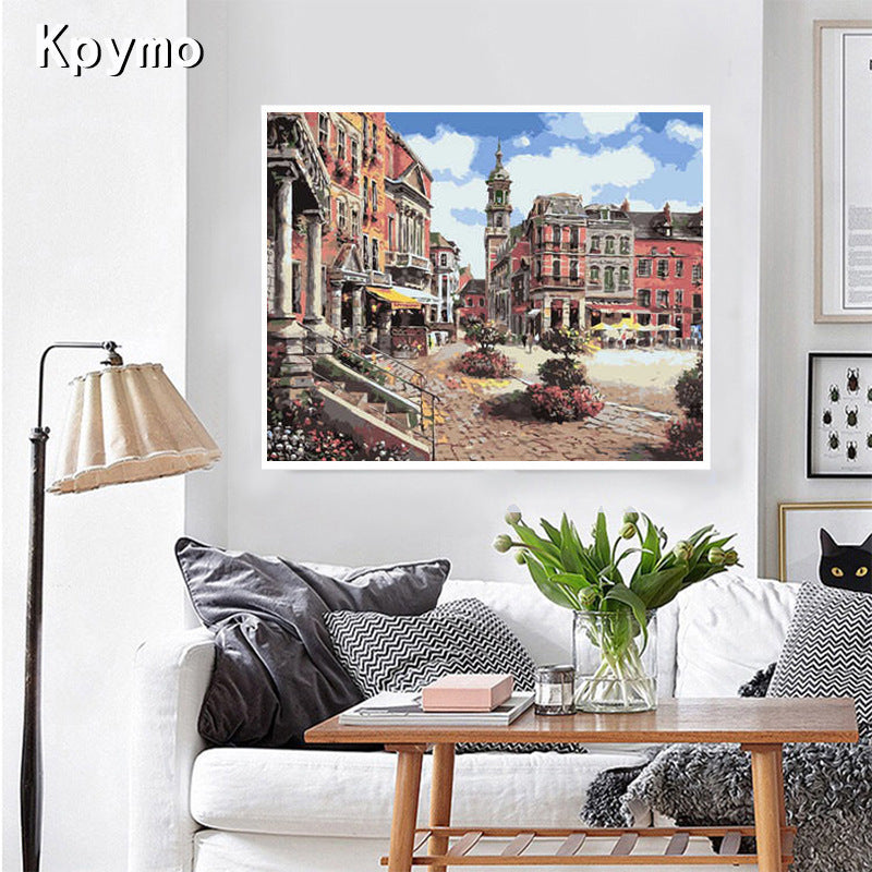 Cross-border hot animal landscape oil painting modern minimalist living room book decorative painting DIY digital oil drawing custom