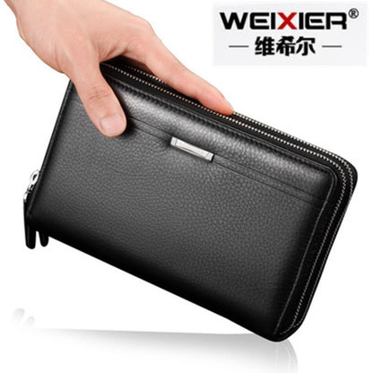 WEIXIER Men's Bag Clutch Long Zipper Men Wallet with Coin Pocket Luxury High Capacity Casual Leather Handbag Mens Bags Hand Bags