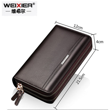 WEIXIER Men's Bag Clutch Long Zipper Men Wallet with Coin Pocket Luxury High Capacity Casual Leather Handbag Mens Bags Hand Bags