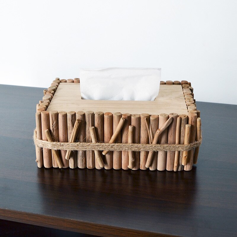 Square Wood Tissue Box Paper Storage Box Eco-Friendly Table Paper Towel Dispenser Paper Handkerchiefs