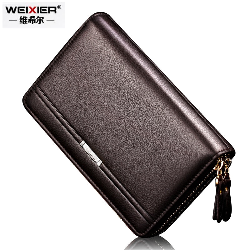 WEIXIER Men's Bag Clutch Long Zipper Men Wallet with Coin Pocket Luxury High Capacity Casual Leather Handbag Mens Bags Hand Bags