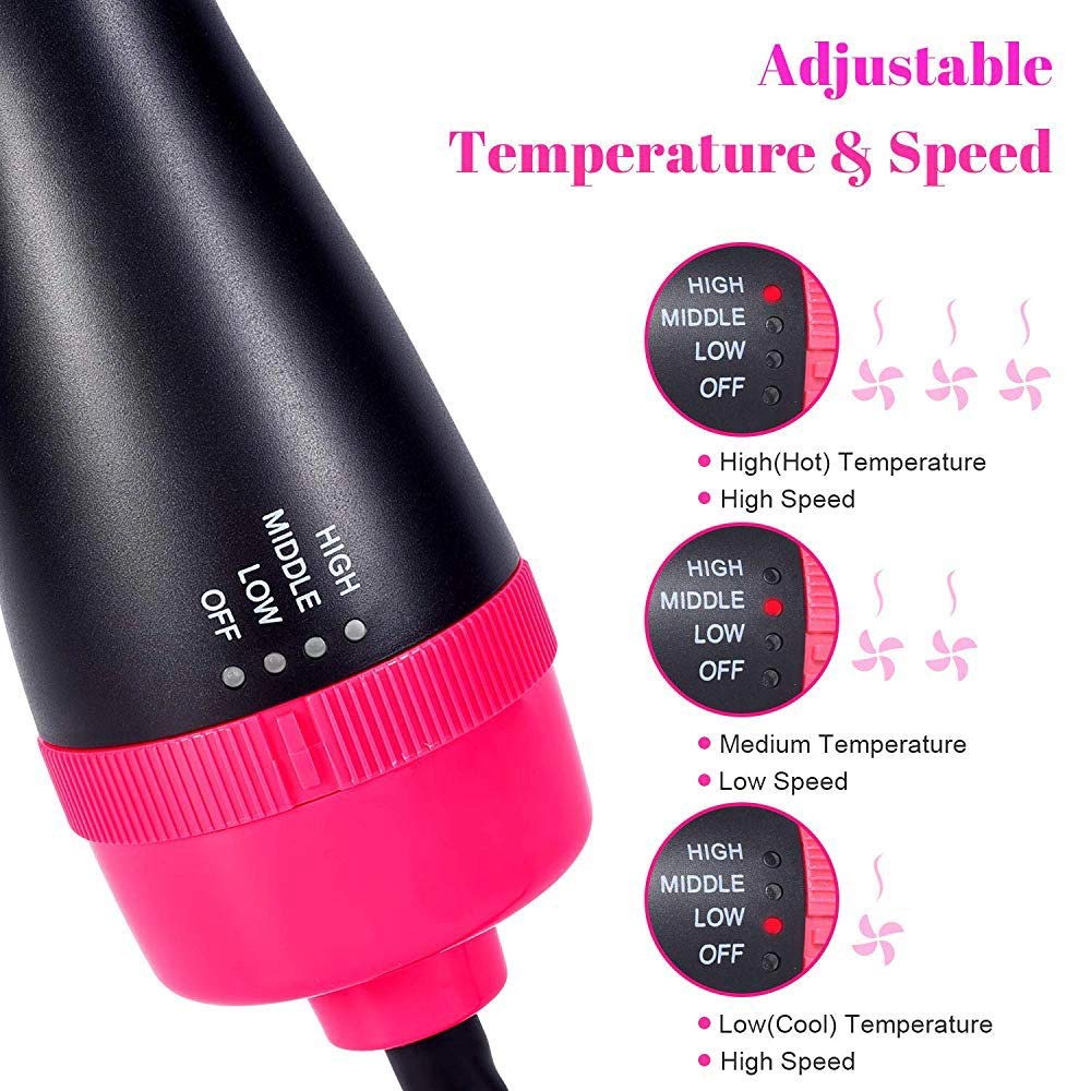 One Step Hair Dryer Volumizer Salon Hot Air Brush Styler Dryer 3-in-1 Negative Ion Straightener Curly Brush Hair Dryer with Comb