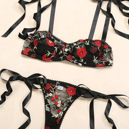 Sexy Lingerie Bra Set Exquisite Embroidered Hollow Women's Underwear Push Up Transparent Bra and Panties Sexy Lingerie