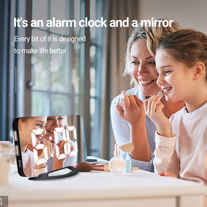 MICLOCK Digital Alarm Clock 7" Large LED Mirror Electronic Clocks with Touch Snooze Dual USB Charge Desk Wall Modern Clocks