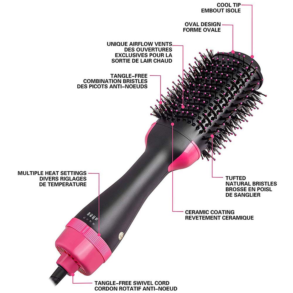 One Step Hair Dryer Volumizer Salon Hot Air Brush Styler Dryer 3-in-1 Negative Ion Straightener Curly Brush Hair Dryer with Comb