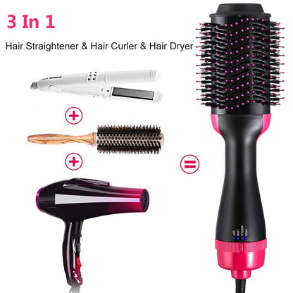 One Step Hair Dryer Volumizer Salon Hot Air Brush Styler Dryer 3-in-1 Negative Ion Straightener Curly Brush Hair Dryer with Comb