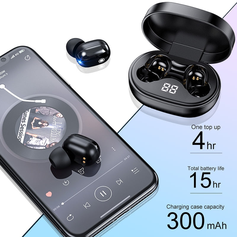 PJD A6S Plus TWS Wireless Bluetooth Headsets Earphones Stereo Headphones Sport Noise Cancelling Mini Earbuds for All Smart Phone