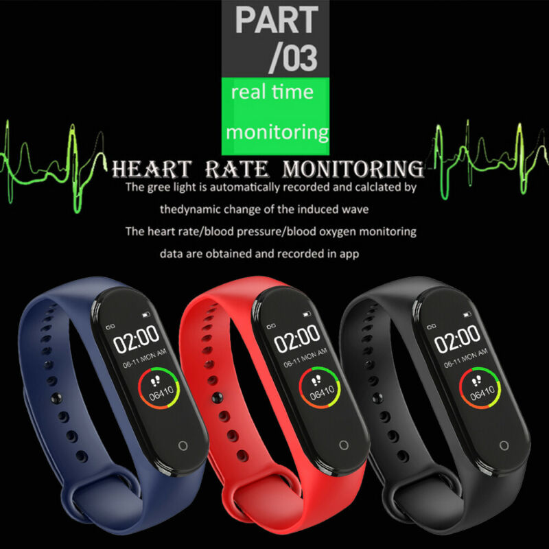 M4 Smart Digital Watch Bracelet for Men Women with Heart Rate Monitoring Running Pedometer Calorie Counter Health Sport Tracker