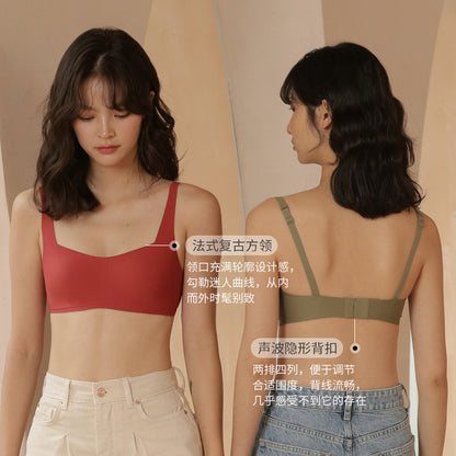 Jelly underwear method retro square collar girl no steel ring tube top summer thin section tube top latex text chest female