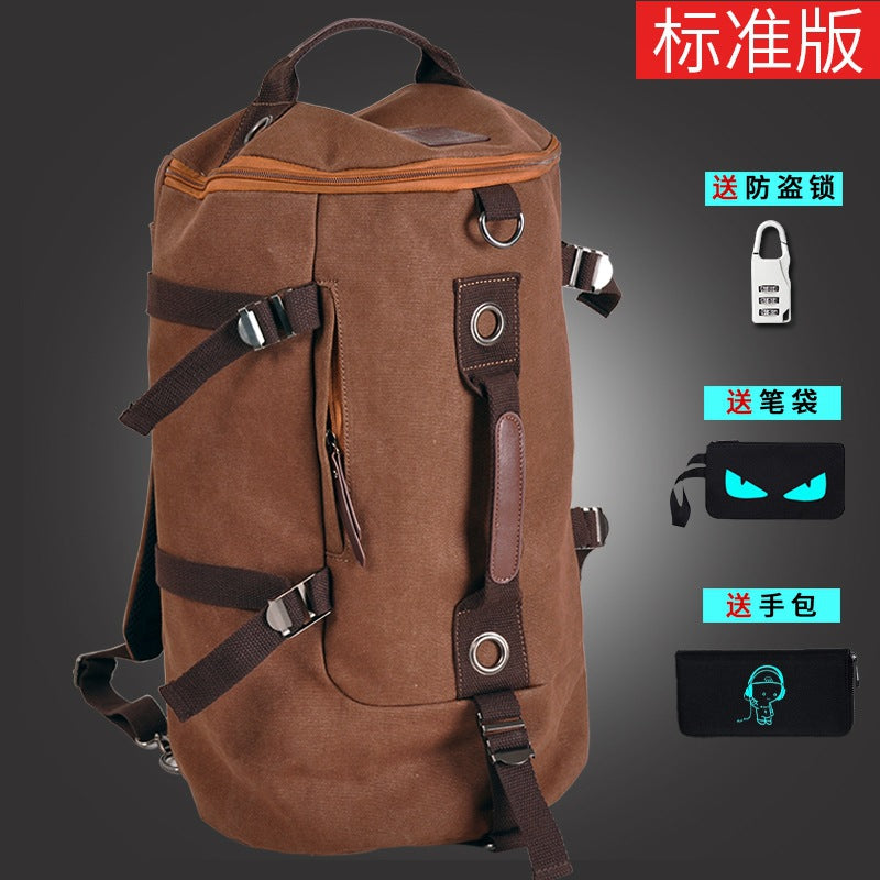 Korean version of the canvas shoulder bag men's trend student bags youth travel bag computer large capacity backpack