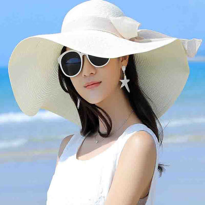 Manufacturers sell big brim hat shade straw hat female summer foldable sunscreen sun hat travel seaside vacation beach hat