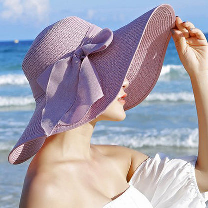 Manufacturers sell big brim hat shade straw hat female summer foldable sunscreen sun hat travel seaside vacation beach hat