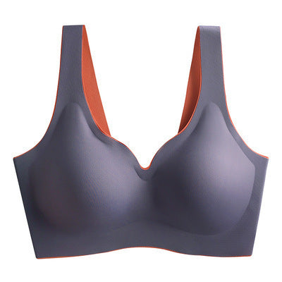 Libra underwear summer latex a piece of non-trace venen no steel ring gathered sleep sports ice silk bra