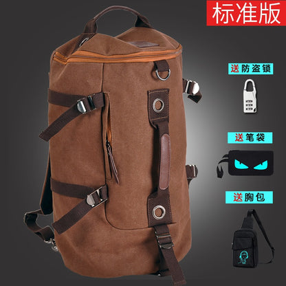 Korean version of the canvas shoulder bag men's trend student bags youth travel bag computer large capacity backpack