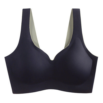 Libra underwear summer latex a piece of non-trace venen no steel ring gathered sleep sports ice silk bra