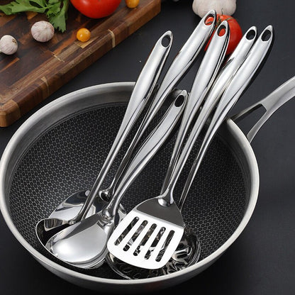 Kitchen Utensil Set - 6 Piece Stainless Steel Cooking Utensils With Rotating Holder Organizer (7PCS)