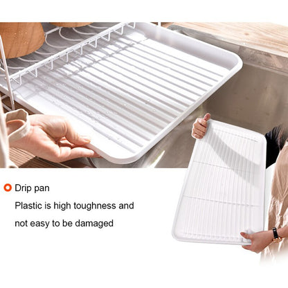 Double Rows Stainless Steel Dishes Drying Rack With Drain Board For Kitchen Counter Dishes Rack With Utensil Holder