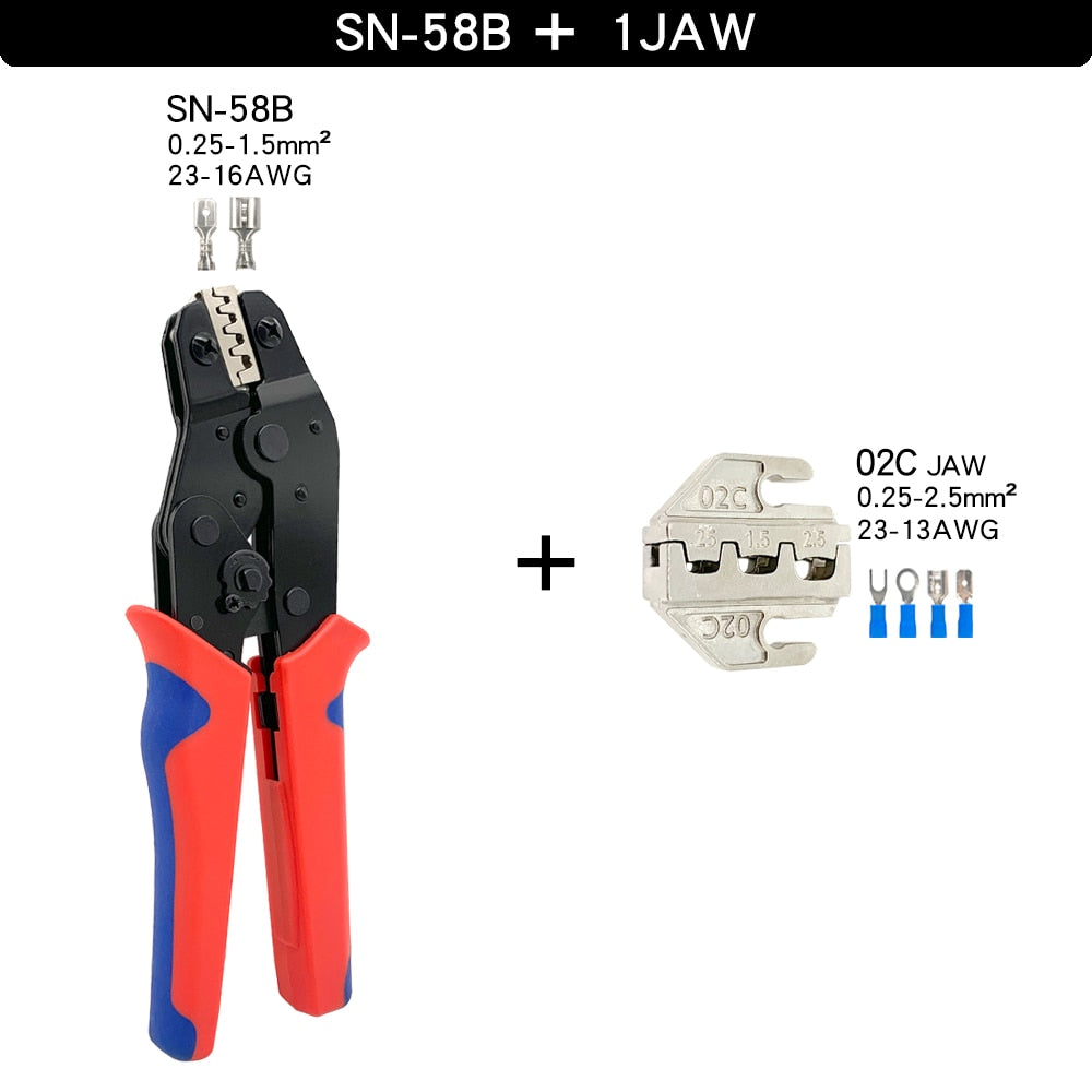 Crimping Tools SN-58B Pliers Interchangeable Jaw For XH2.54/DuPont2.54/2.8/4.8/6.3/ Non-Insulated/Ferrule Terminals Ratcheting