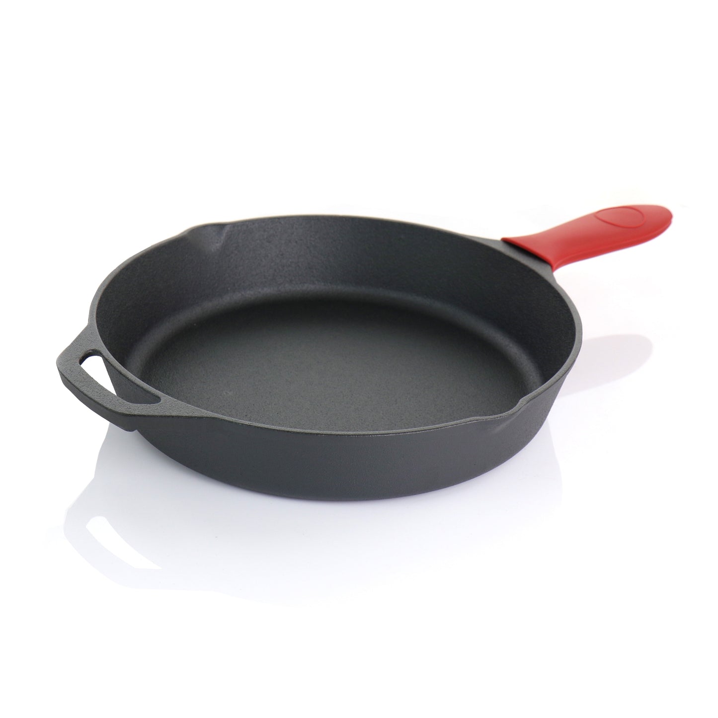 Pre-Seasoned 6 Piece Cast Iron Skillet Set with Lids and Red Silicone Holders kitchen utensils free shipping