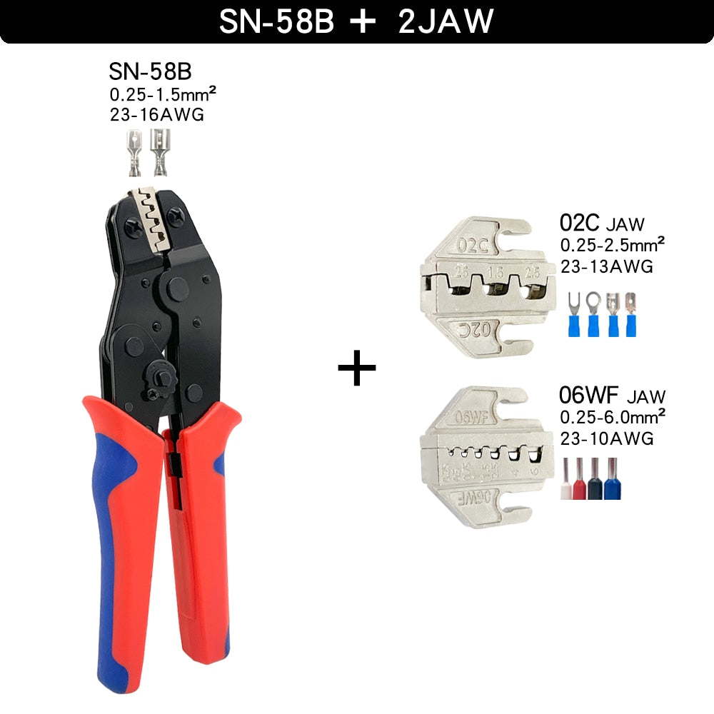 Crimping Tools SN-58B Pliers Interchangeable Jaw For XH2.54/DuPont2.54/2.8/4.8/6.3/ Non-Insulated/Ferrule Terminals Ratcheting