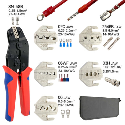 Crimping Tools SN-58B Pliers Interchangeable Jaw For XH2.54/DuPont2.54/2.8/4.8/6.3/ Non-Insulated/Ferrule Terminals Ratcheting