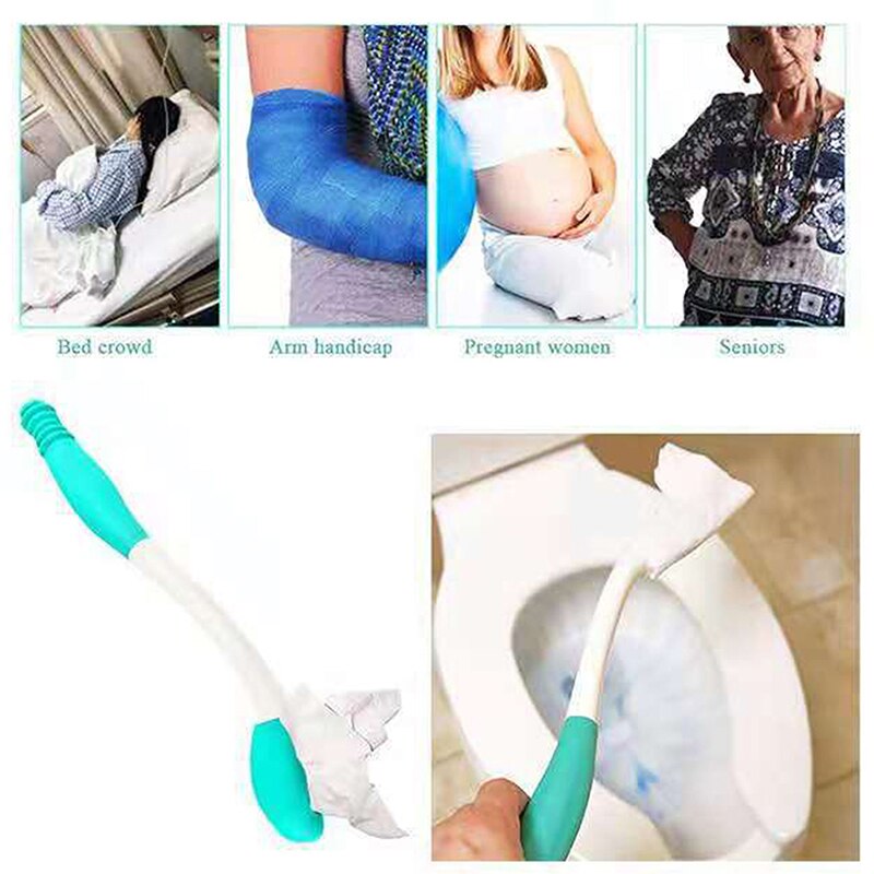 Pregnant women long arm butt wipe aid toilet paper holder arm extension wipe clamp paper towels to help the elderly and disabled