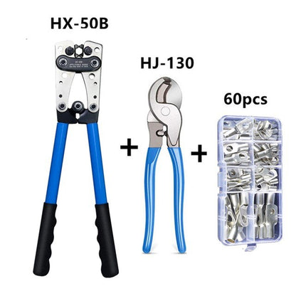 HX-50B Crimping Plier 6-50mm AWG 1-10 Car Auto Copper Ring Bare Cable Battery Terminals Lug Crimping Tool Cable Terminal Plier