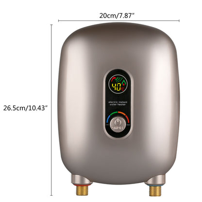 220V 6500W Mini Electric Tankless Instant Hot Water Heater with LCD Display Kitchen Washing